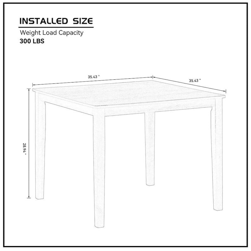 Kitchen Breakfast Nook Dining Table Chairs Set Square Wooden Dining Table Casual Dining Table with 4 Upholstered Dining Chairs