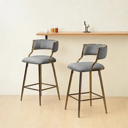 26" Counter Height Bar Stools Corduroy Kitchen Island (Set of 2)
