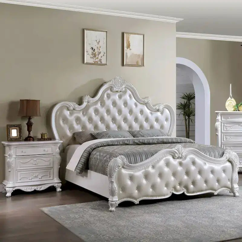 Furniture of America Eugene Traditionelles 3-teiliges Schlafzimmer-Set aus Massivholz mit Paneelen