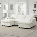 U-förmiges modulares Cloud-Sofa aus Chenille mit 2 Hockern und Kissen