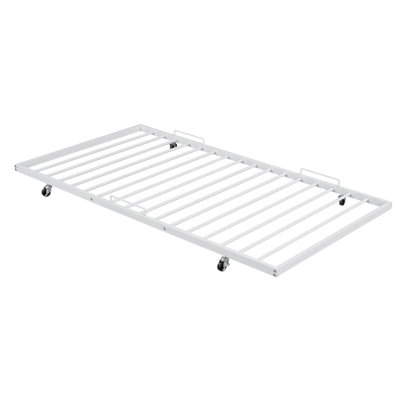 Twin Size Metal Daybed with Curved Handle and Trundle