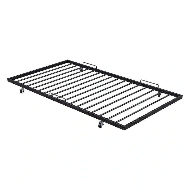 Twin Size Metal Daybed with Curved Handle and Trundle