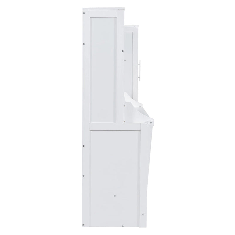 Full Size Murphy Bed with The Built-in top Shelf,Closet and Two Storage Drawers for Bedroom