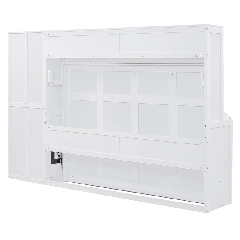 Full Size Murphy Bed with The Built-in top Shelf,Closet and Two Storage Drawers for Bedroom