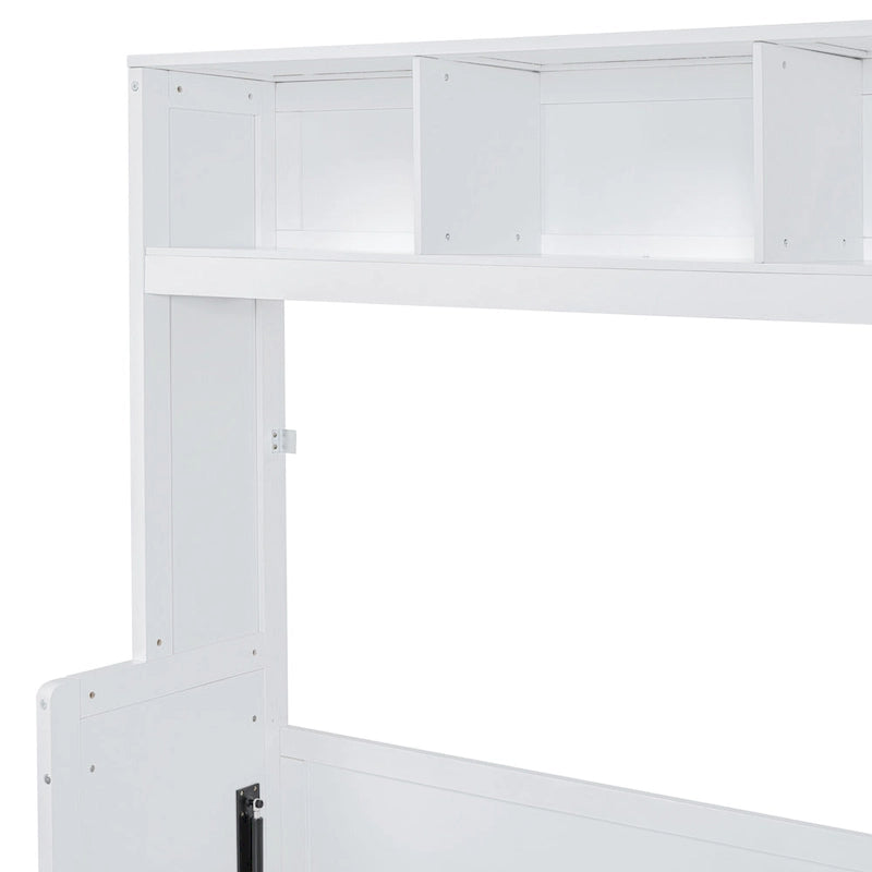 Full Size Murphy Bed with The Built-in top Shelf,Closet and Two Storage Drawers for Bedroom