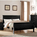 Lit King Size transitionnel en bois massif noir avec placages et quincaillerie en laiton
