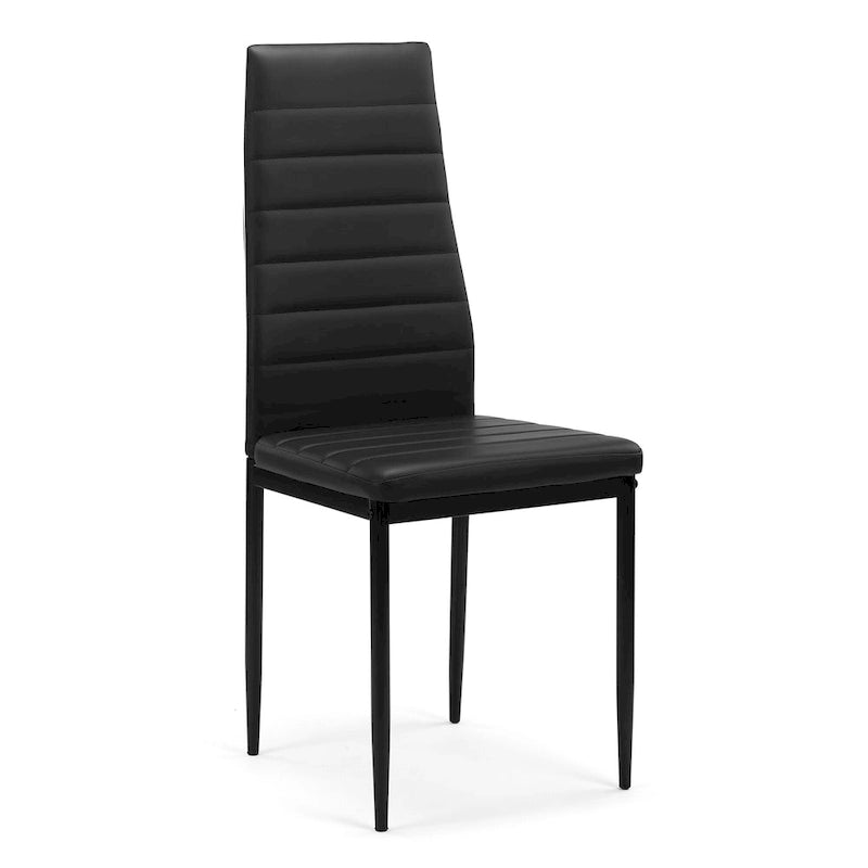 Modern 5-Piece Dining Set with Rectangular Tempered Glass Table & 4 High Back Upholstered Chairs