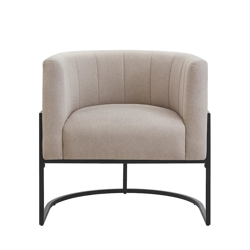 Mid-Century Accent Chair with Metal Frame & Curved Back Support