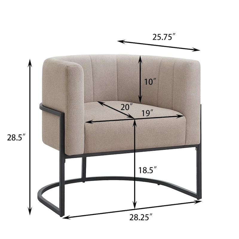 Mid-Century Accent Chair with Metal Frame & Curved Back Support