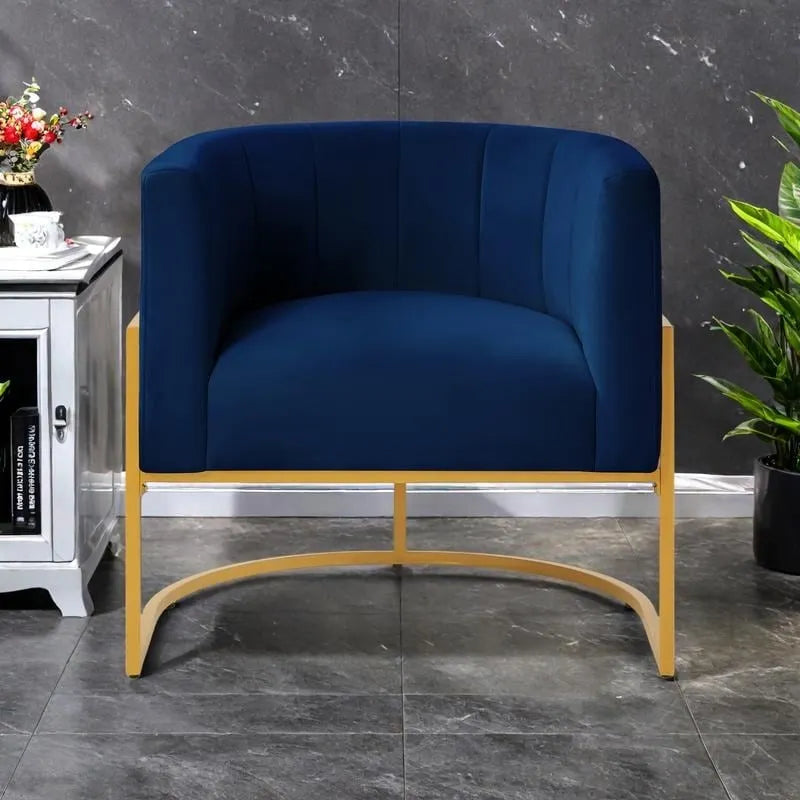 Mid-Century Accent Chair with Metal Frame & Curved Back Support