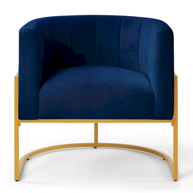 Mid-Century Accent Chair with Metal Frame & Curved Back Support