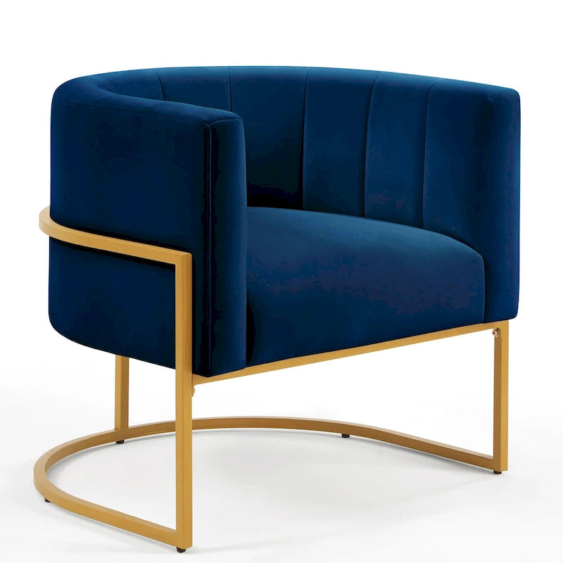 Mid-Century Accent Chair with Metal Frame & Curved Back Support