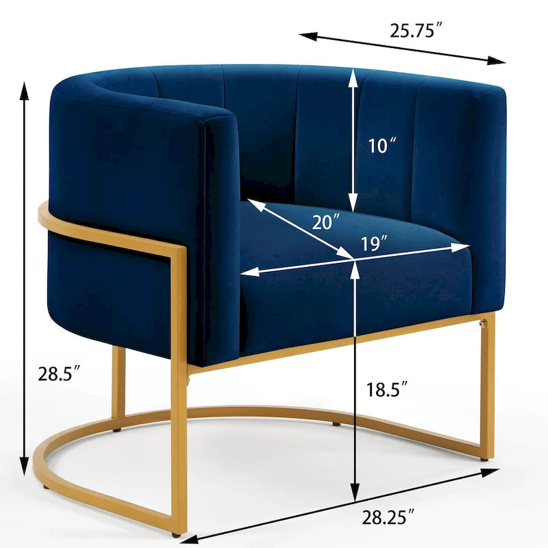 Mid-Century Accent Chair with Metal Frame & Curved Back Support