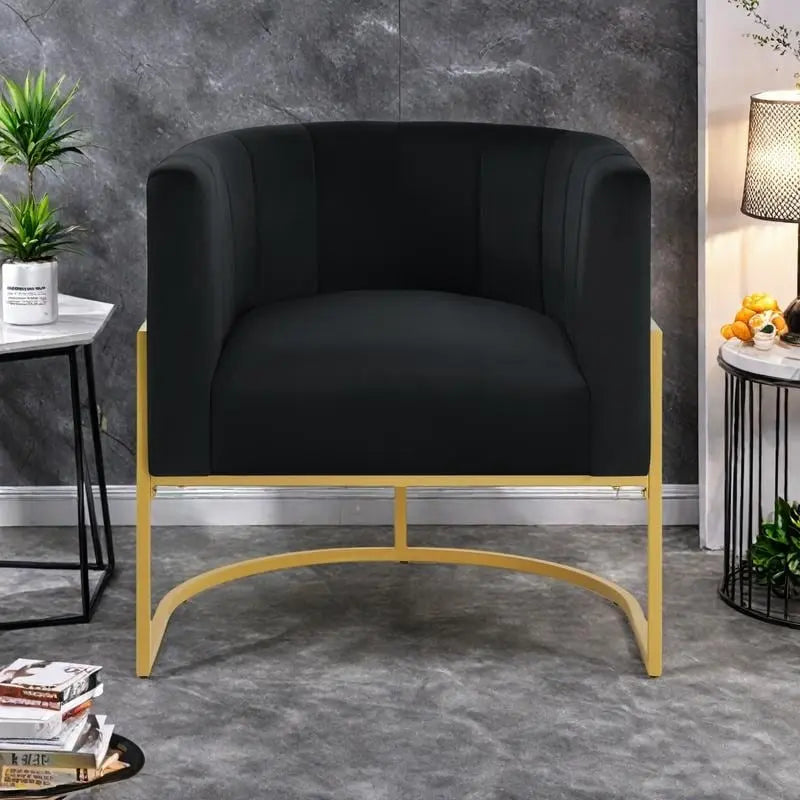 Mid-Century Accent Chair with Metal Frame & Curved Back Support