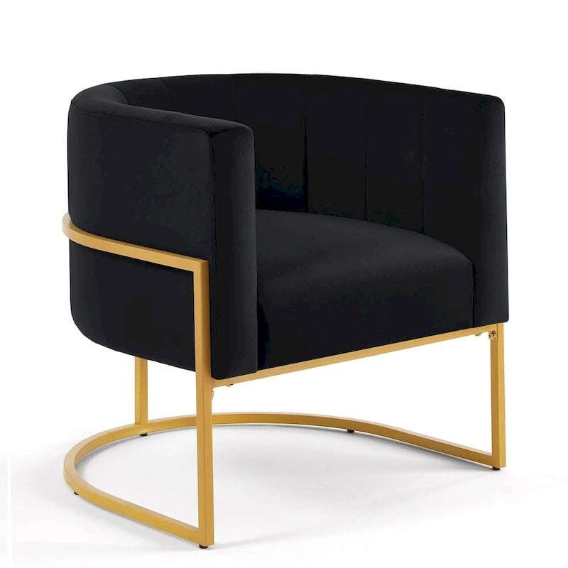 Mid-Century Accent Chair with Metal Frame & Curved Back Support