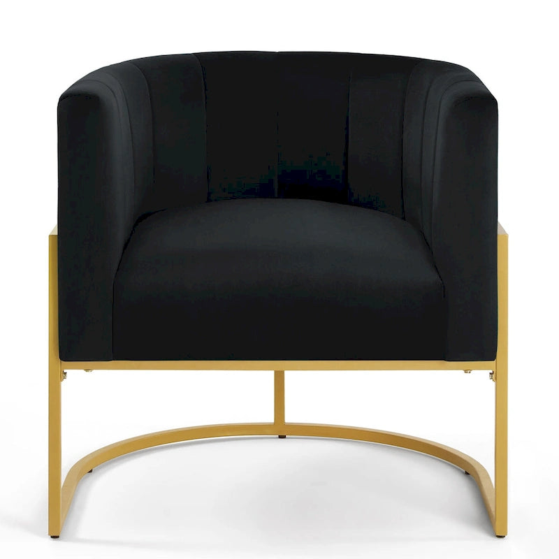 Mid-Century Accent Chair with Metal Frame & Curved Back Support