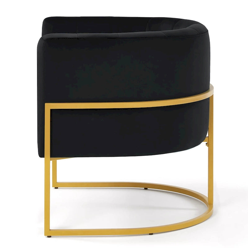 Mid-Century Accent Chair with Metal Frame & Curved Back Support
