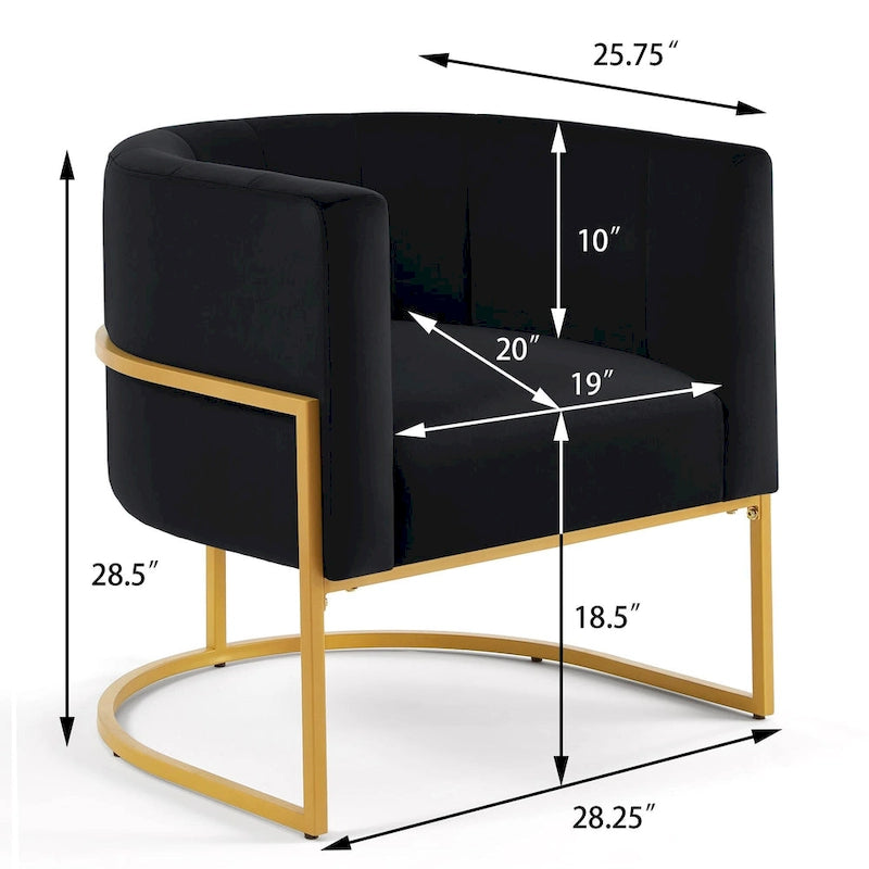 Mid-Century Accent Chair with Metal Frame & Curved Back Support