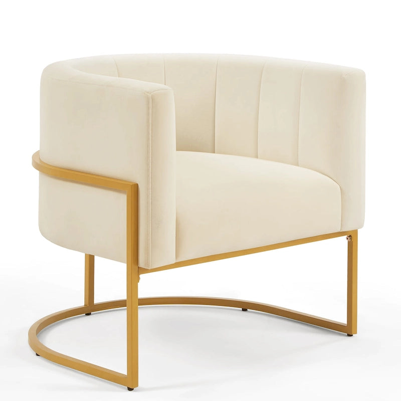 Mid-Century Accent Chair with Metal Frame & Curved Back Support