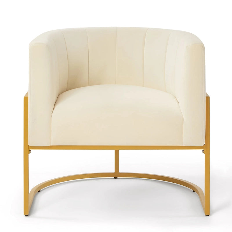 Mid-Century Accent Chair with Metal Frame & Curved Back Support