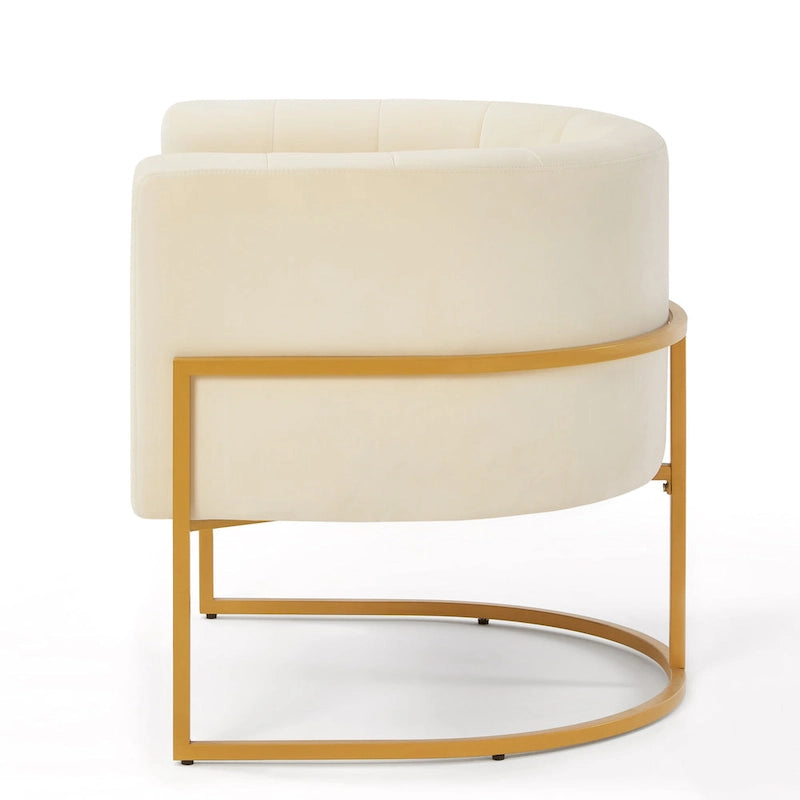 Mid-Century Accent Chair with Metal Frame & Curved Back Support