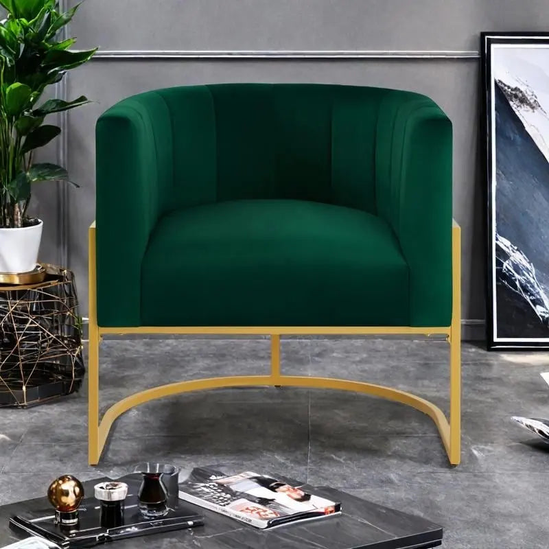 Mid-Century Accent Chair with Metal Frame & Curved Back Support