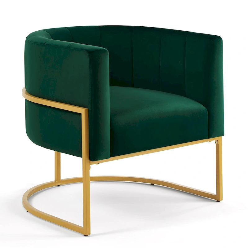 Mid-Century Accent Chair with Metal Frame & Curved Back Support