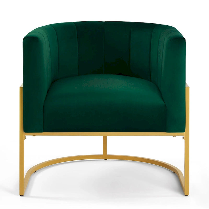 Mid-Century Accent Chair with Metal Frame & Curved Back Support