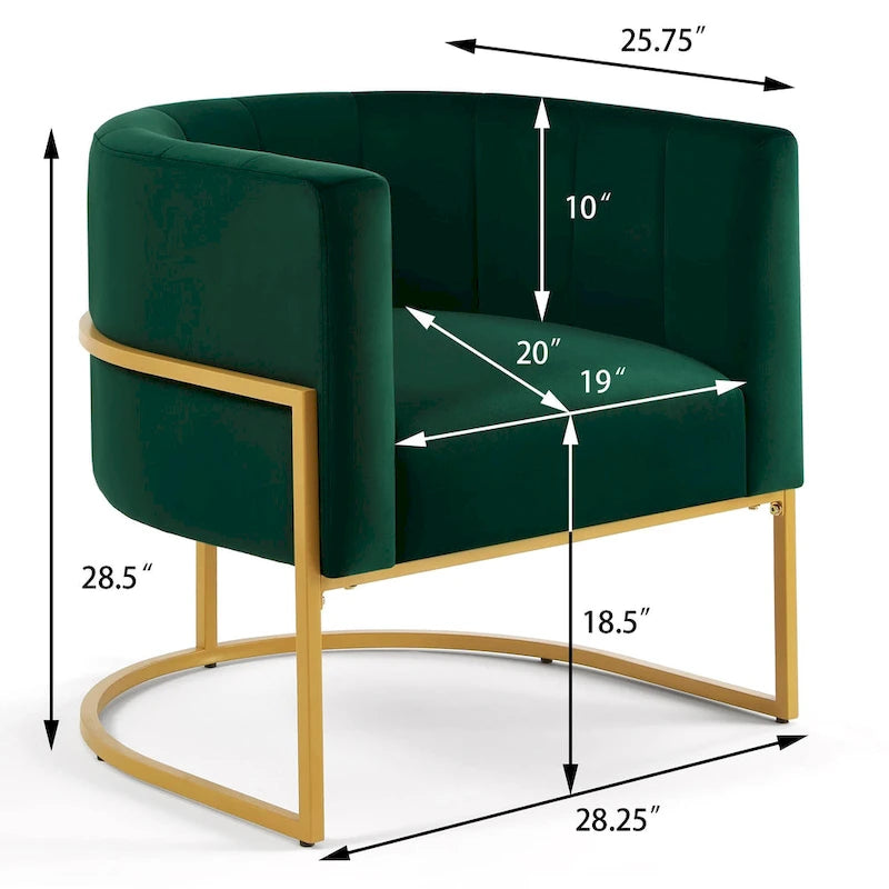 Mid-Century Accent Chair with Metal Frame & Curved Back Support