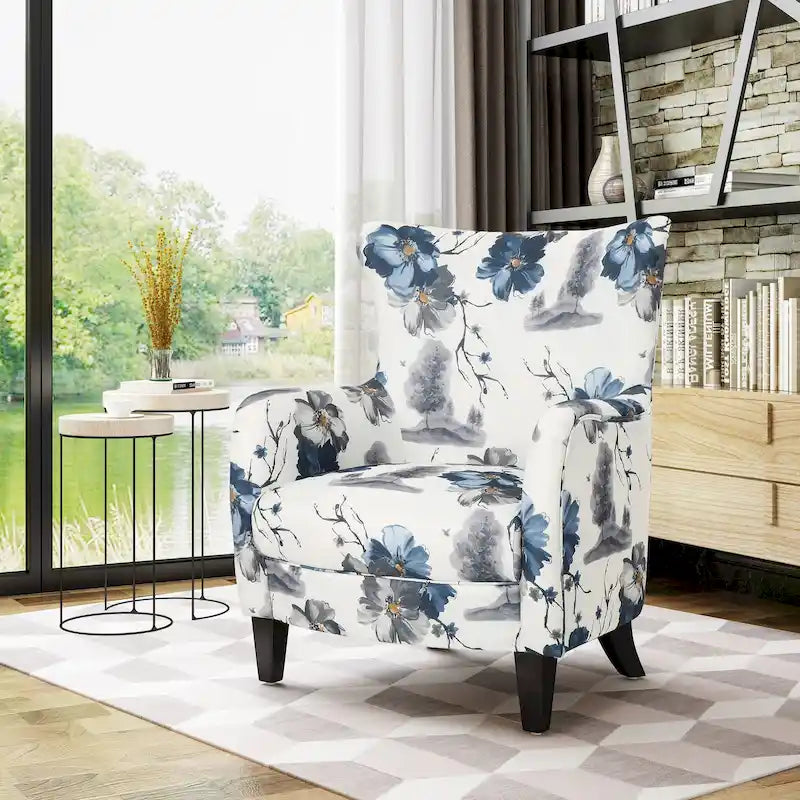 Modern Retro 30.25 High Back Upholstered Arm Chair with Wood Legs for Living Room
