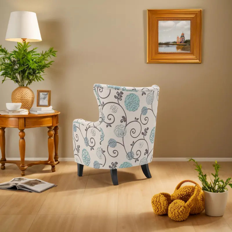 Modern Retro 30.25 High Back Upholstered Arm Chair with Wood Legs for Living Room