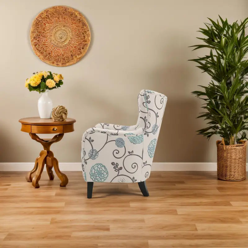Modern Retro 30.25 High Back Upholstered Arm Chair with Wood Legs for Living Room