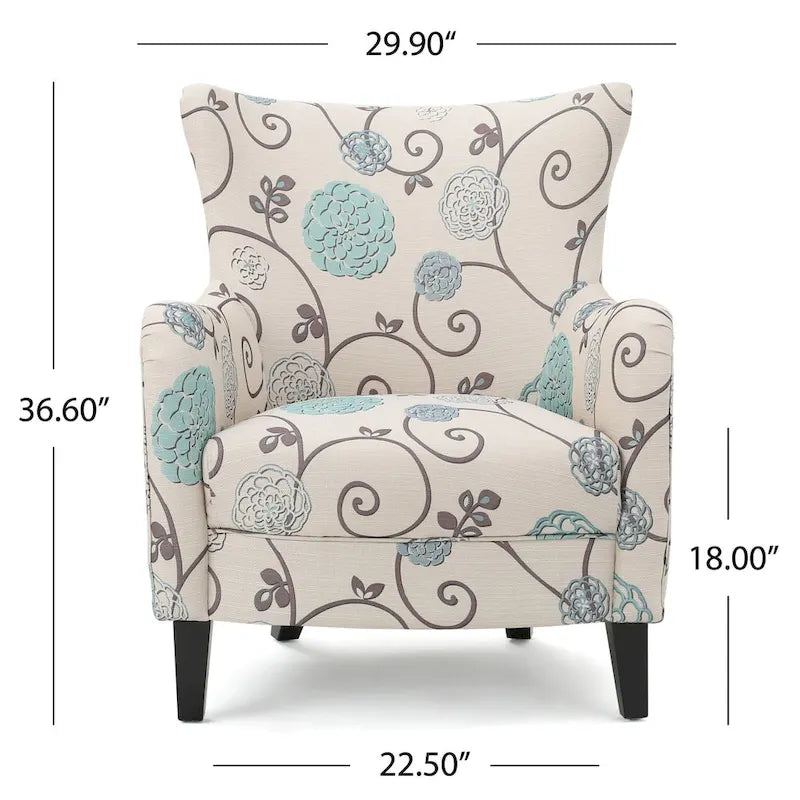 Modern Retro 30.25 High Back Upholstered Arm Chair with Wood Legs for Living Room
