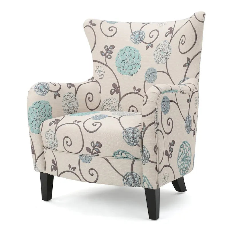 Modern Retro 30.25 High Back Upholstered Arm Chair with Wood Legs for Living Room