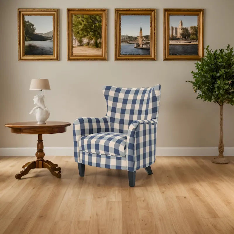 Modern Retro 30.25 High Back Upholstered Arm Chair with Wood Legs for Living Room