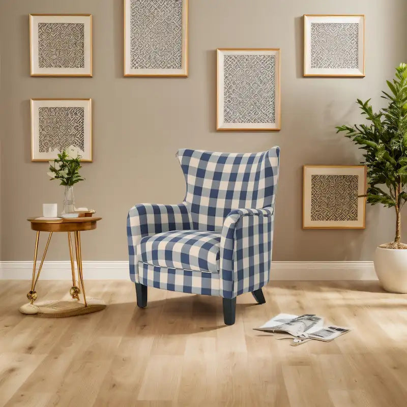Modern Retro 30.25 High Back Upholstered Arm Chair with Wood Legs for Living Room