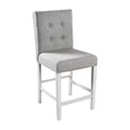 Set of 2 Pritzker Transitional Counter Height Barstools Antique White: Nailhead, Linen Upholstery - HOMES: Inside + Out