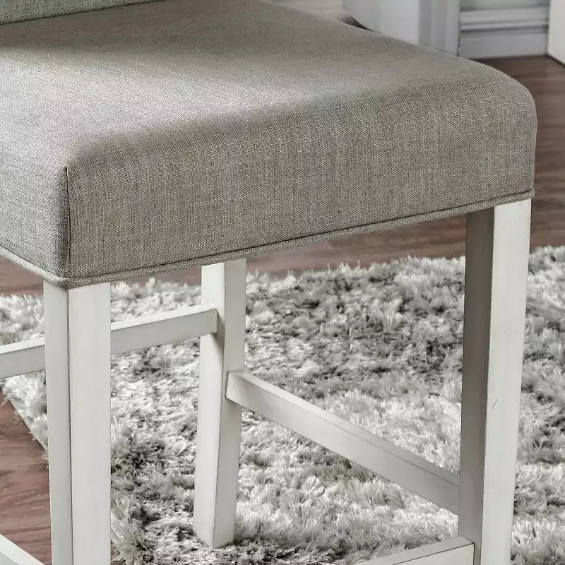 Set of 2 Pritzker Transitional Counter Height Barstools Antique White: Nailhead, Linen Upholstery - HOMES: Inside + Out