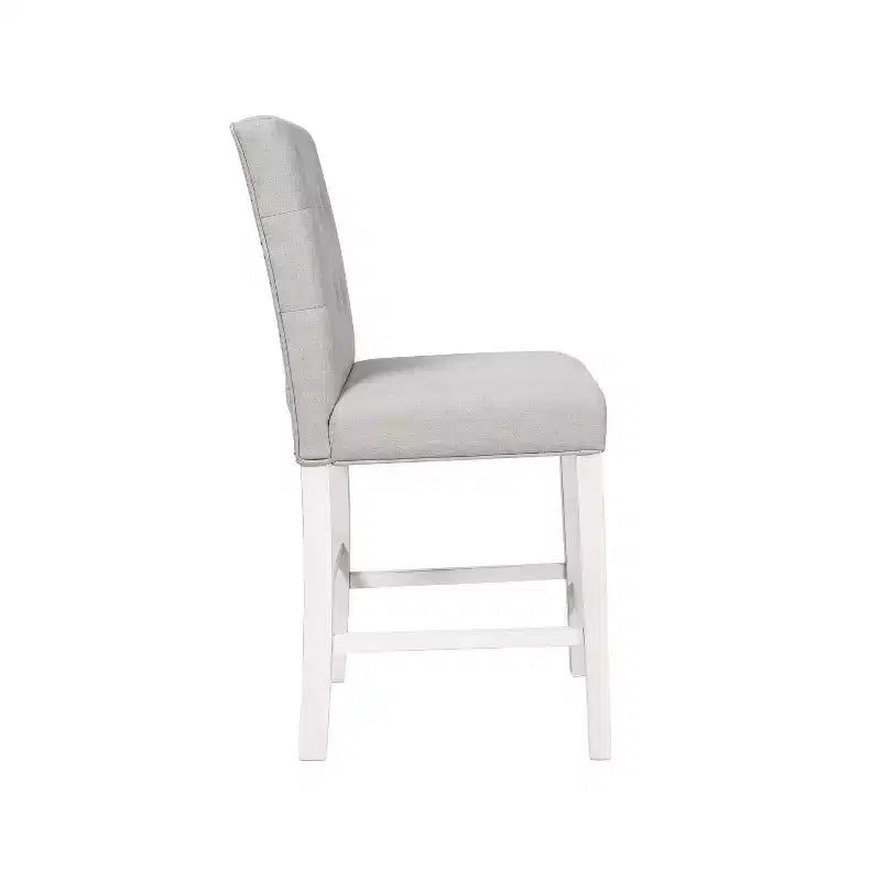 Set of 2 Pritzker Transitional Counter Height Barstools Antique White: Nailhead, Linen Upholstery - HOMES: Inside + Out