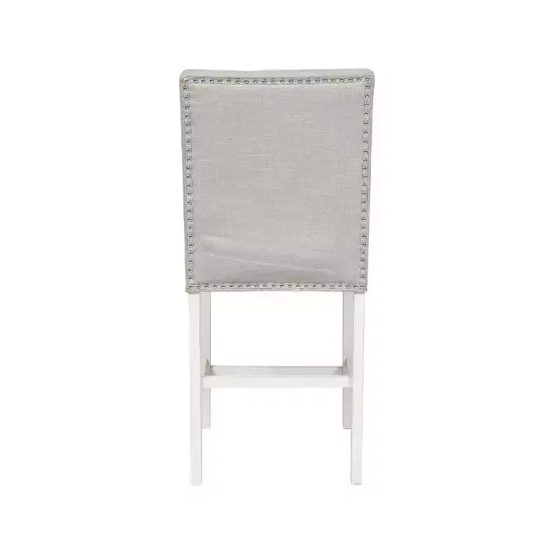 Set of 2 Pritzker Transitional Counter Height Barstools Antique White: Nailhead, Linen Upholstery - HOMES: Inside + Out