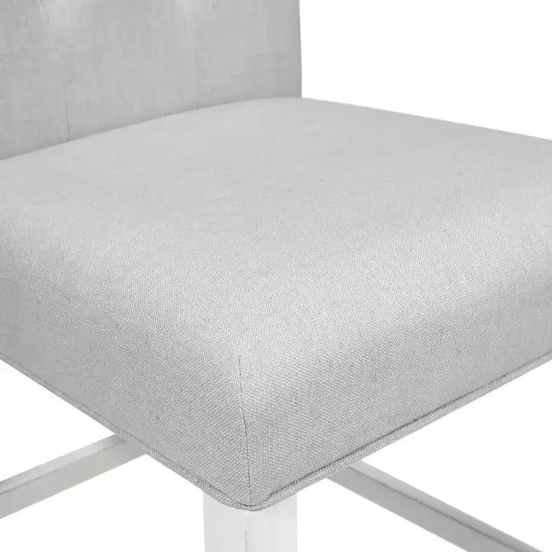 Set of 2 Pritzker Transitional Counter Height Barstools Antique White: Nailhead, Linen Upholstery - HOMES: Inside + Out