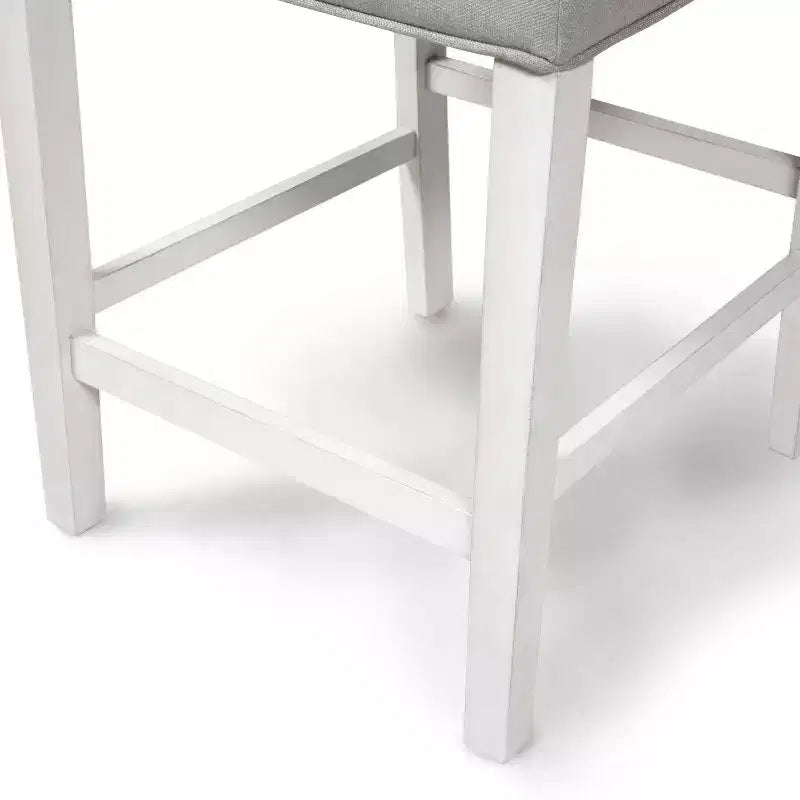 Set of 2 Pritzker Transitional Counter Height Barstools Antique White: Nailhead, Linen Upholstery - HOMES: Inside + Out