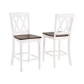 Set of 2 Shelby Counter Height Barstools Distressed White - Crosley: Rubberwood Frame, Non-Upholstered, Traditional Design