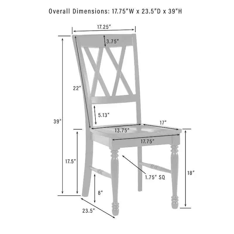 Crosley Shelby 2pc Dining Chair Set Distressed Teal: Rubberwood Frame, Armless Design, 250lb Capacity