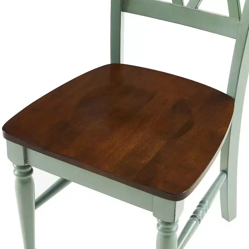 Crosley Shelby 2pc Dining Chair Set Distressed Teal: Rubberwood Frame, Armless Design, 250lb Capacity