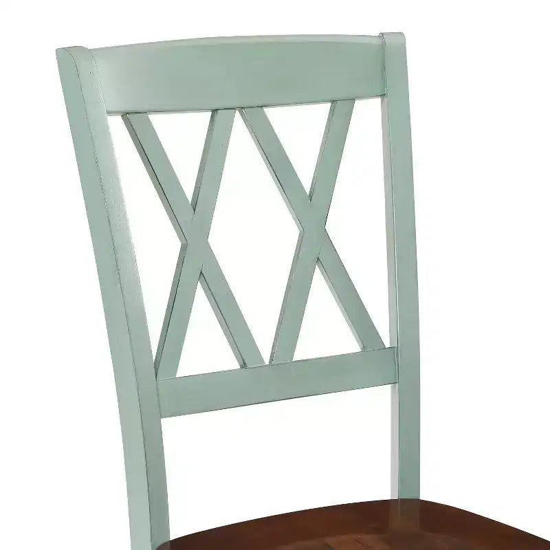 Crosley Shelby 2pc Dining Chair Set Distressed Teal: Rubberwood Frame, Armless Design, 250lb Capacity