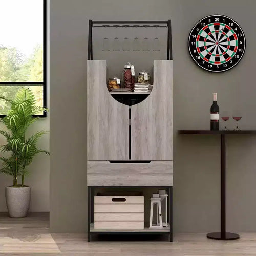 24/7 Shop At Home Meluse Multi-Storage Wine Cabinet Vintage Gray