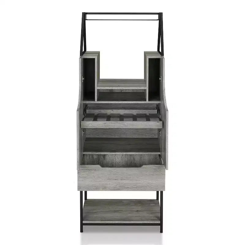 24/7 Shop At Home Meluse Multi Storage Wine Cabinet Vintage Gray