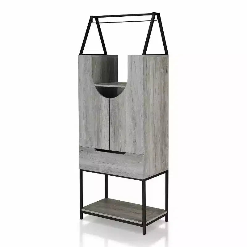24/7 Shop At Home Meluse Multi Storage Wine Cabinet Vintage Gray