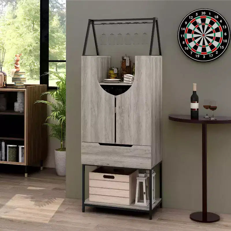 24/7 Shop At Home Meluse Multi Storage Wine Cabinet Vintage Gray